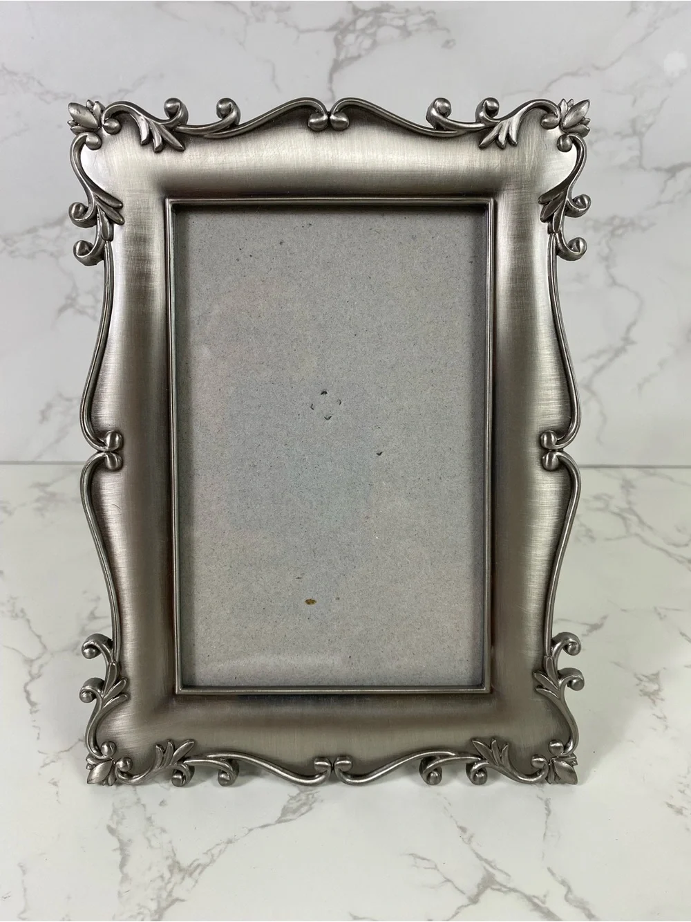 Ornate Silver Decorative Picture Frame by Burns of Boston Vintage pewter tone